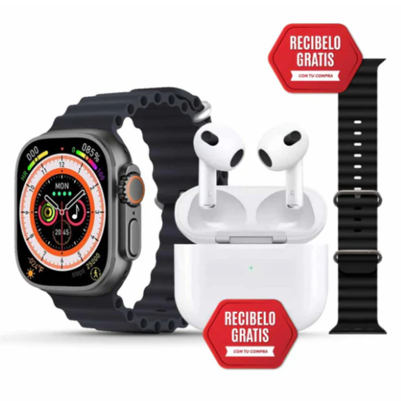 Kit SmartWatch 9 ULTRA 2 + Airpods Pro 2+ 2 Correas de Obsequio